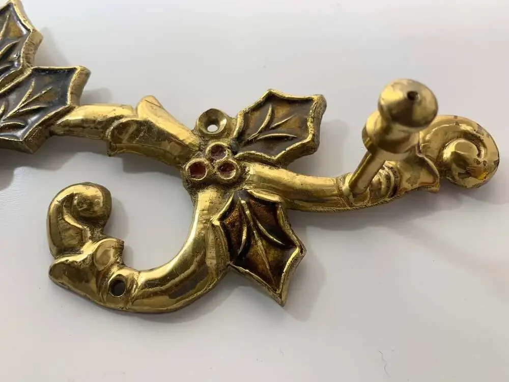 Brass Christmas Vintage Holly Coat hanger